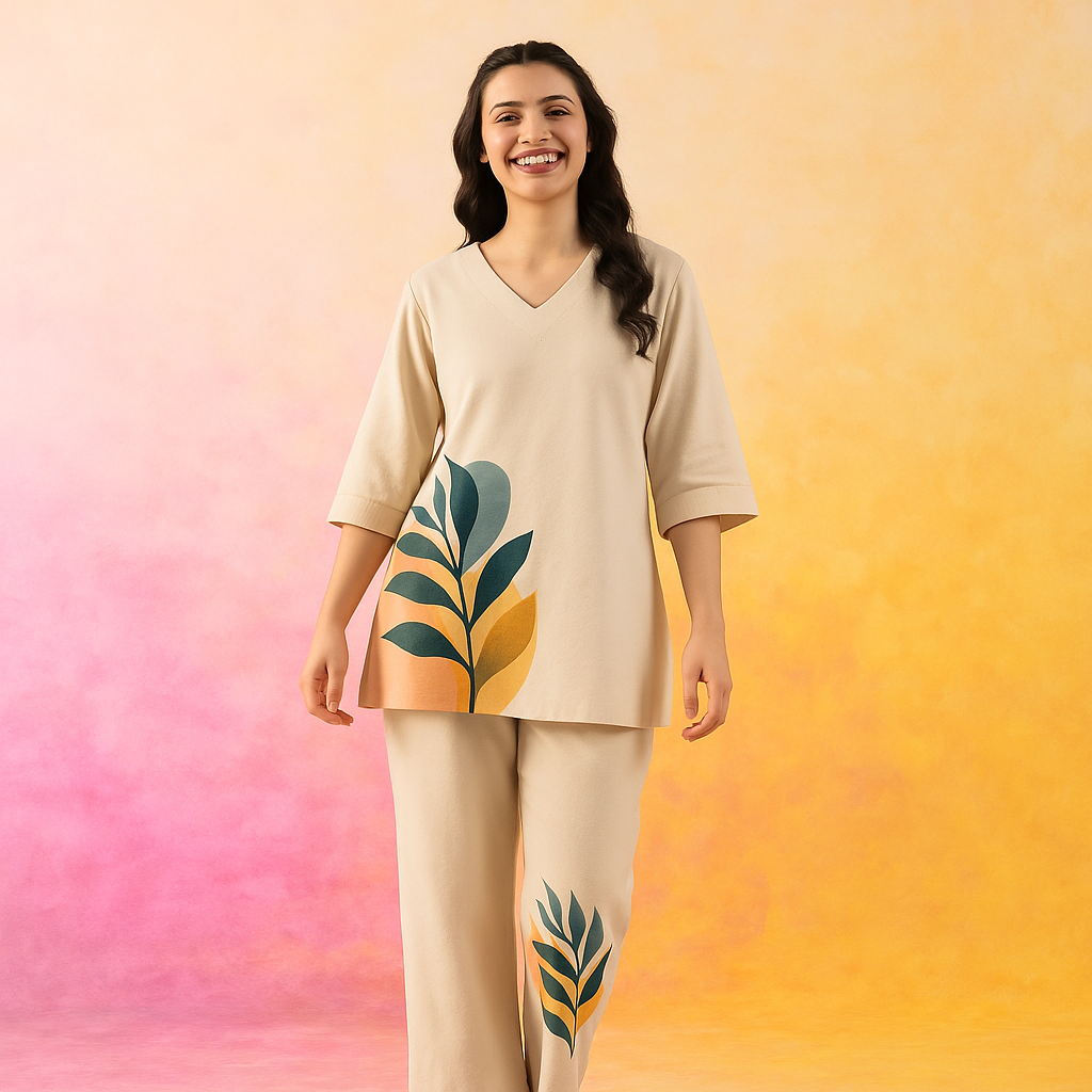 Women's white Floral Co-ord Set 1