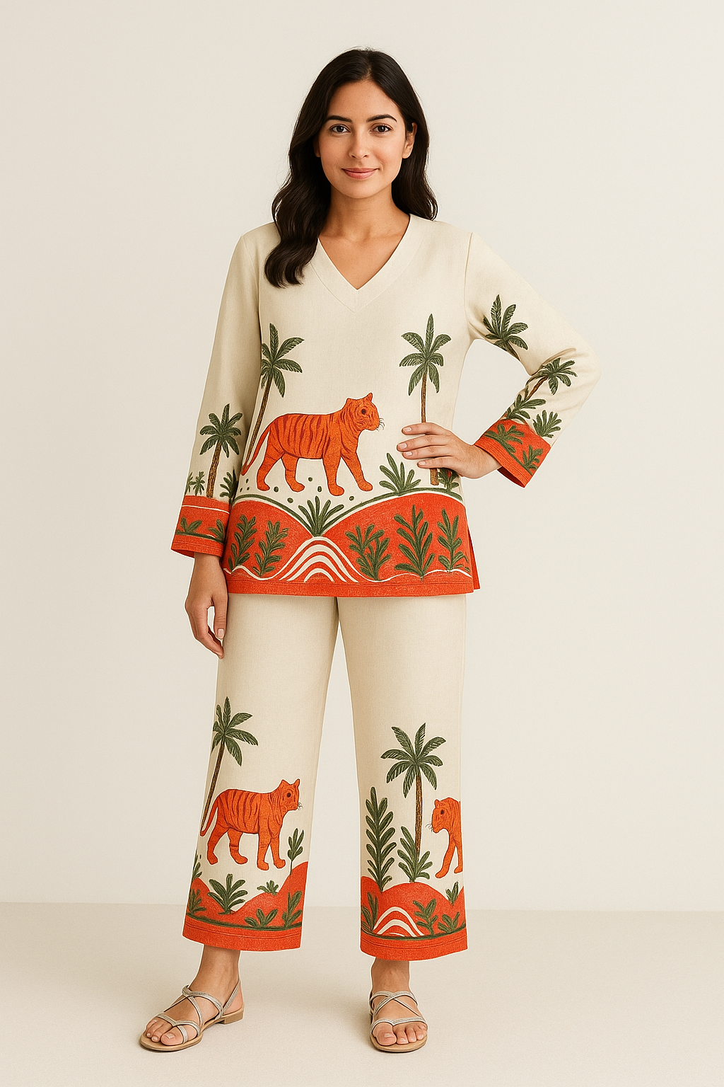 Women's white Floral Co-ord Set