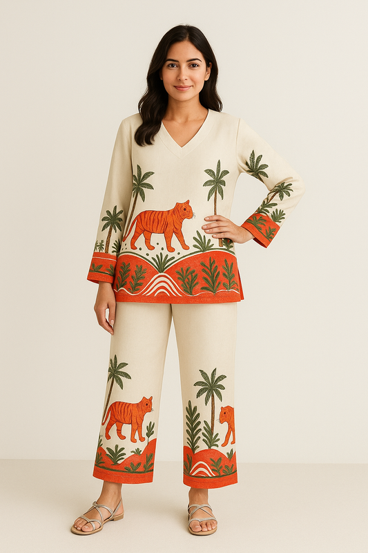 Women's white Floral Co-ord Set