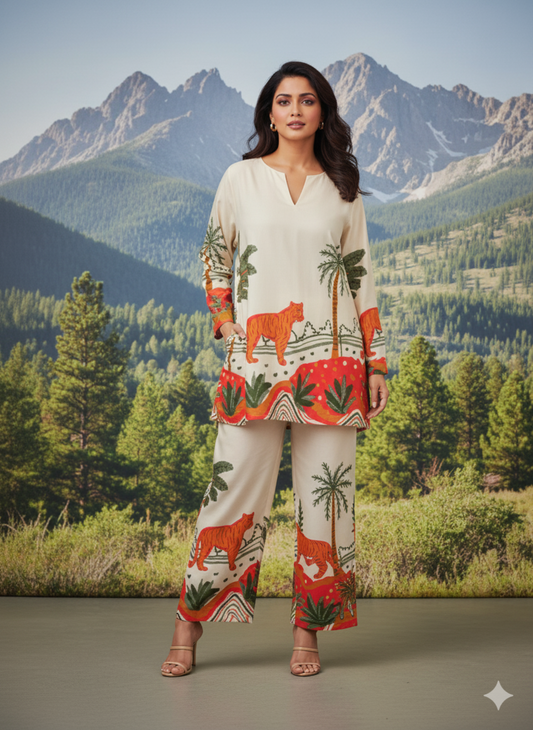 Women's white Floral Co-ord Set 2